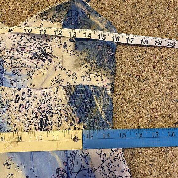 Y2K Hi-Low Maxi Dress Sz M Blue Silky Chiffon Babydoll Cottagecore Romantic - Picture 2 of 4